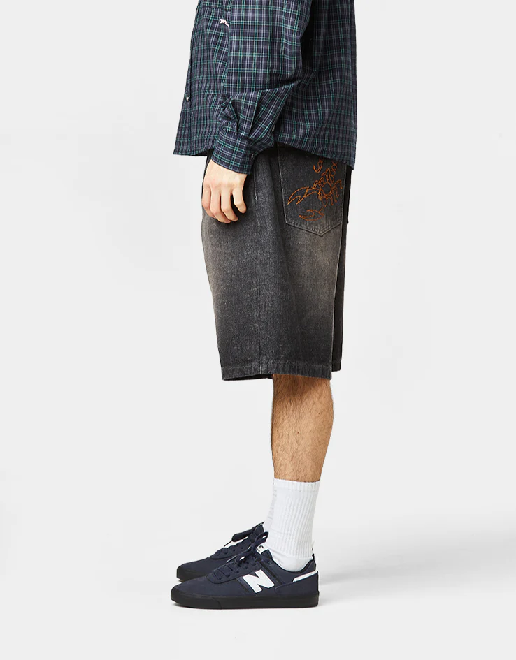 Butter Goods Scorpion Stitch Denim Shorts - Slub Black - Image 3