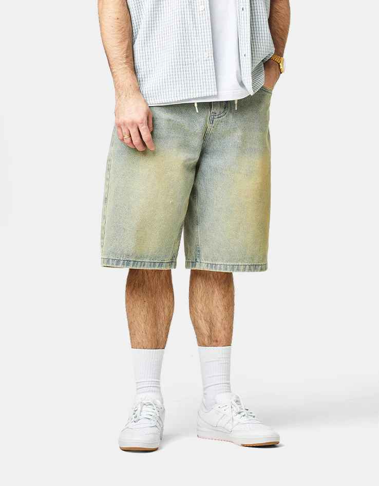 Butter Goods Scorpion Stitch Denim Shorts - Tinted Light Blue - Image 2