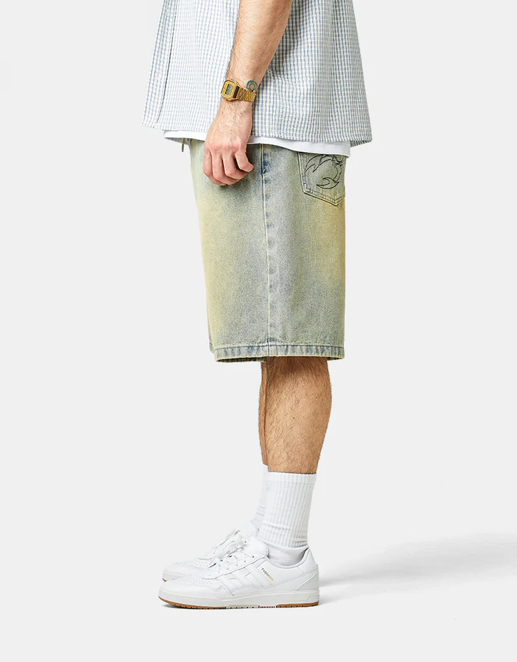 Butter Goods Scorpion Stitch Denim Shorts - Tinted Light Blue - Image 3