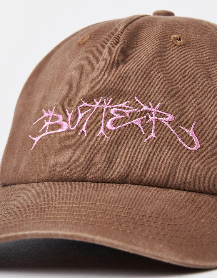 Butter Goods Scrawling 6 Panel Cap - Washed Brown - Image 2