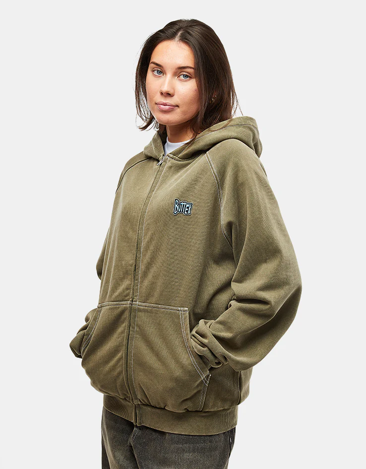 Butter Goods Sketch Zip-Thru Hoodie - Army - Image 6