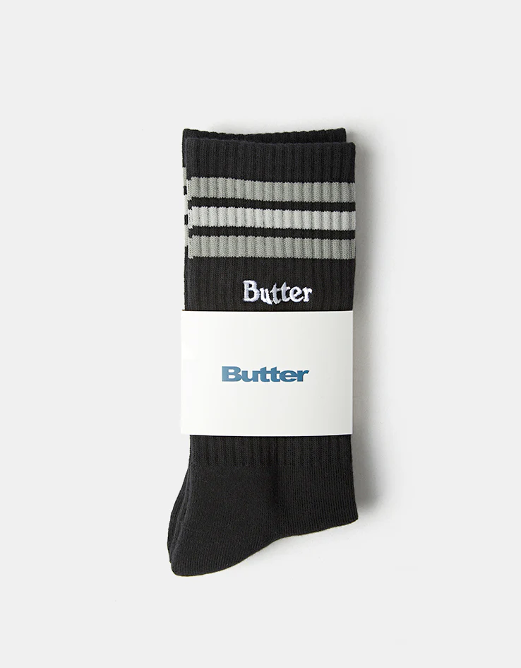 Butter Goods Stripe Crew Socks - Black - Image 2