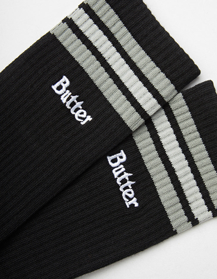 Butter Goods Stripe Crew Socks - Black - Image 3