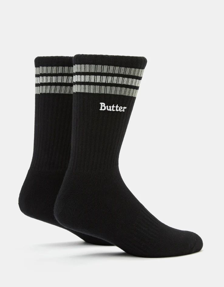 Butter Goods Stripe Crew Socks - Black - Image 4