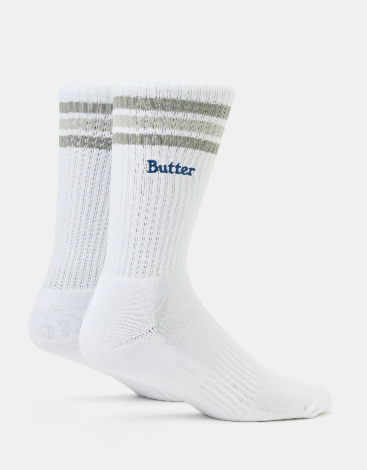 Butter Goods Stripe Crew Socks - White - Image 4