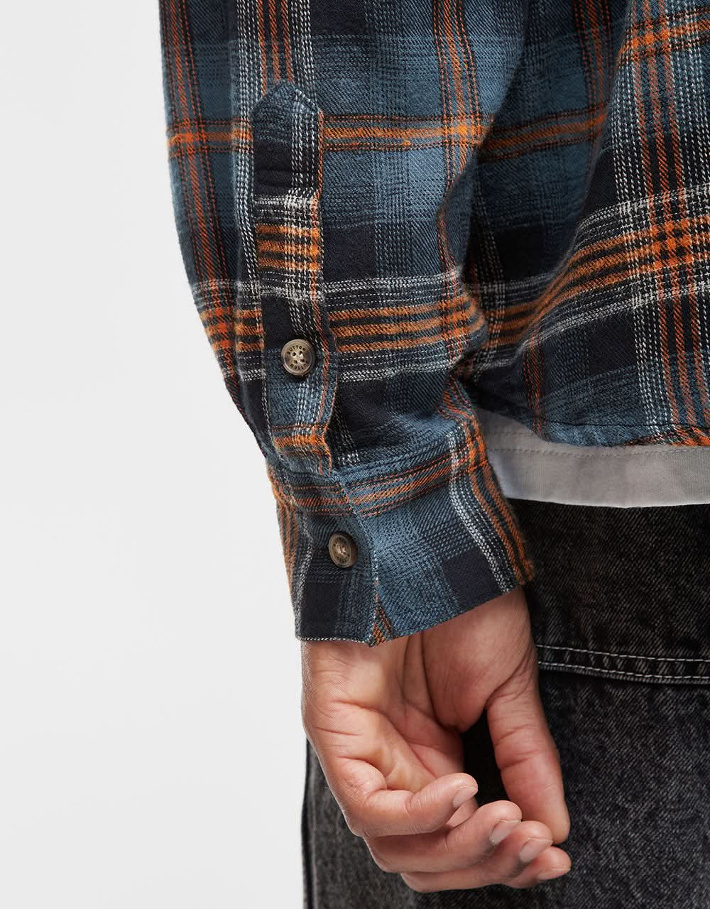 Butter Goods Swirl Plaid L/S Shirt - Blue/Orange - Image 4