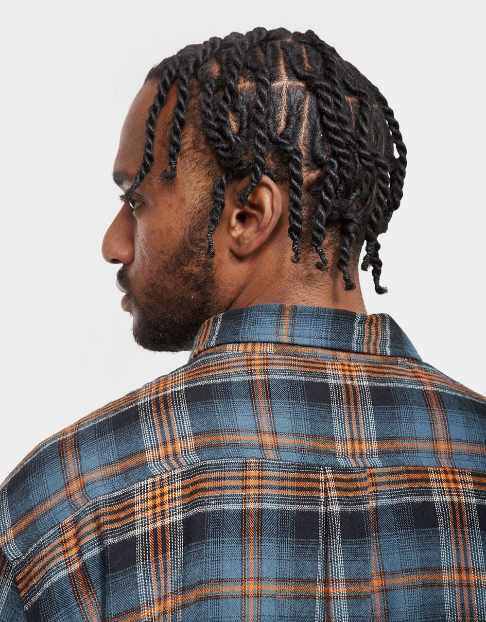 Butter Goods Swirl Plaid L/S Shirt - Blue/Orange - Image 5