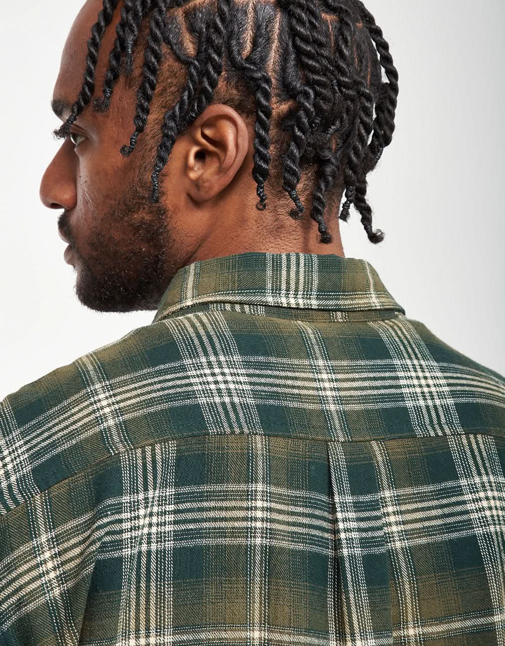 Butter Goods Swirl Plaid L/S Shirt - Green/White - Image 5