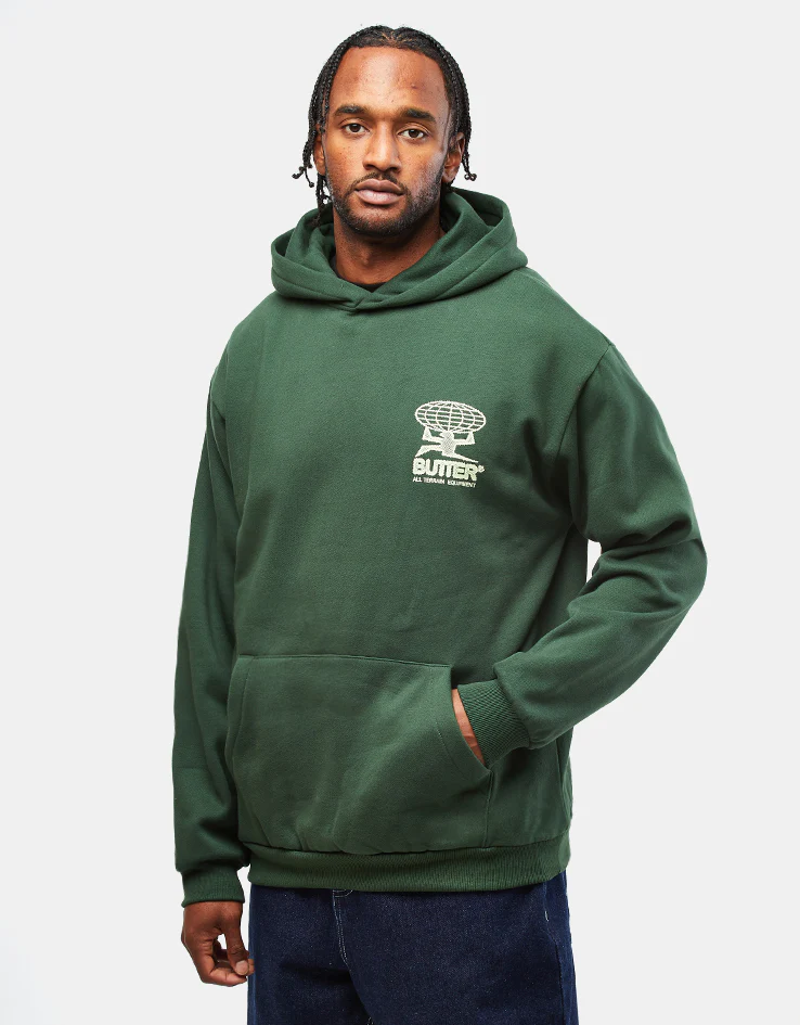 Butter Goods Terrain Pullover Hoodie - Dark Green - Image 2