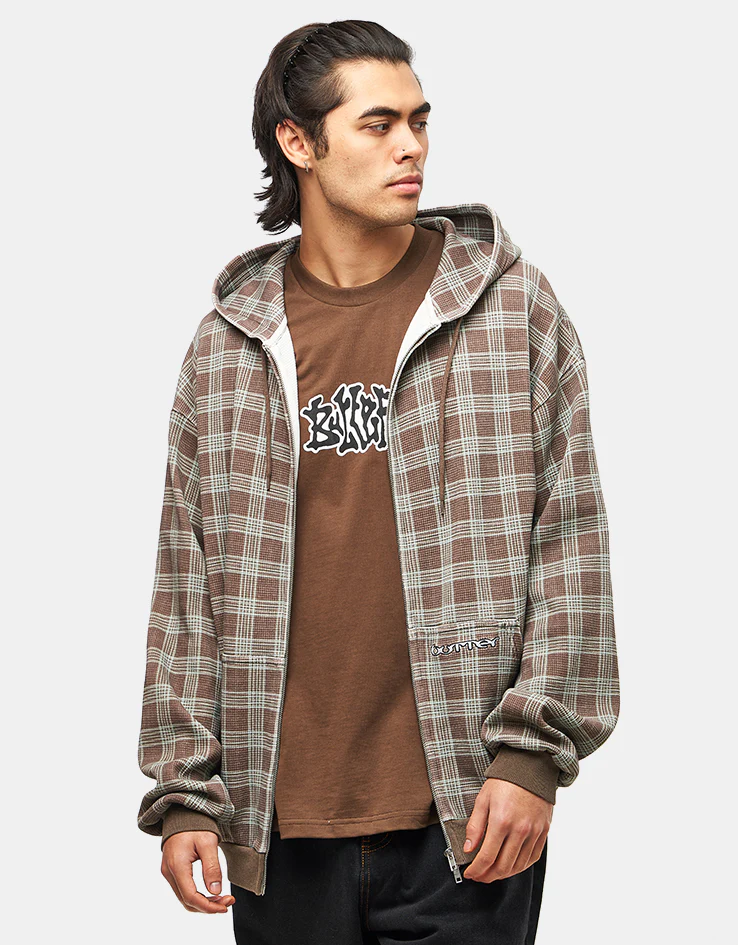 Butter Goods Waffle Zip-Thru Hoodie - Plaid - Image 3