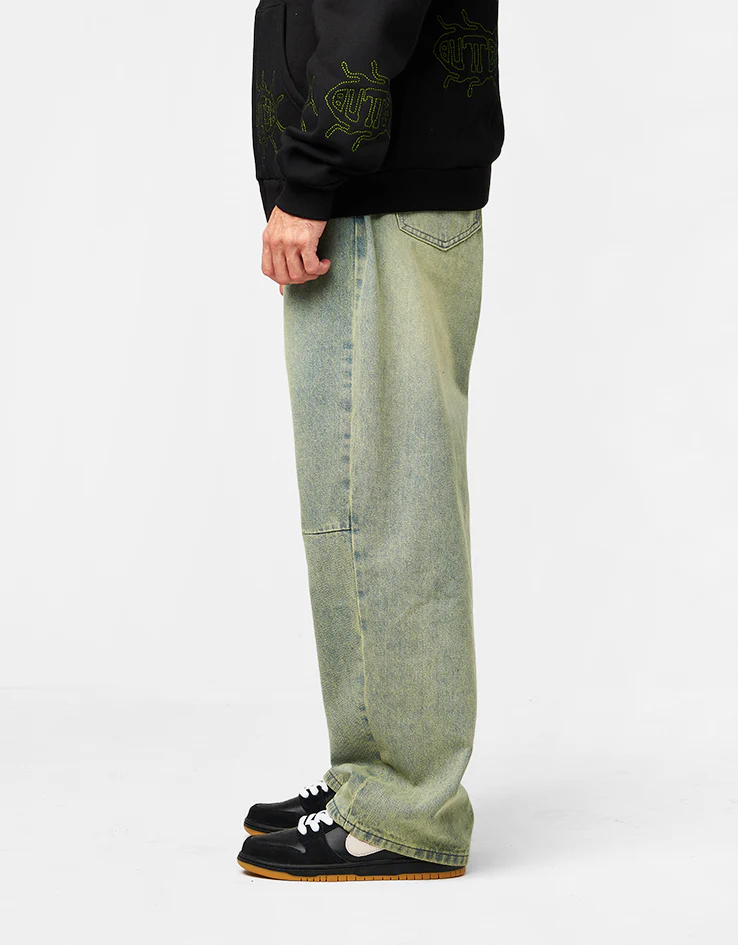Butter Goods Wide Cut Denim Jeans - Tinted Blue Wash - Image 3