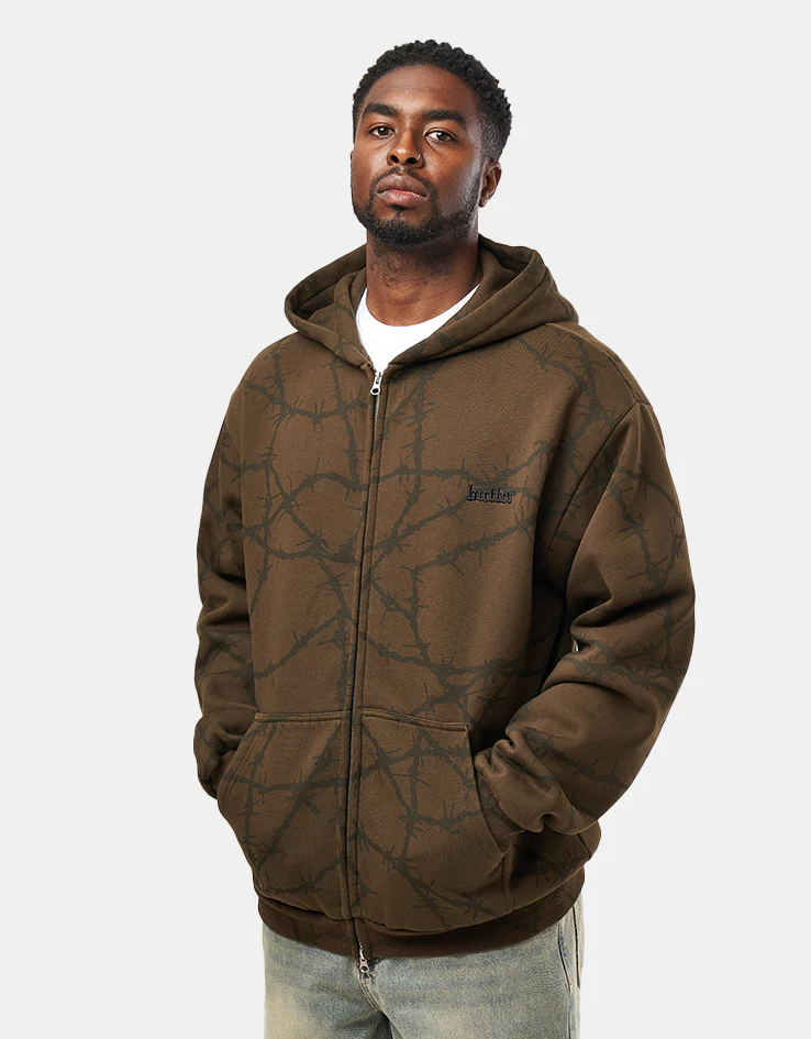 Butter Goods Wired Zip-Thru Hoodie - Fudge - Image 2