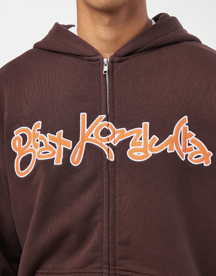 Butter Goods x Madlib Beat Konducta Zip-Thru Hoodie - Washed Chestnut - Image 2