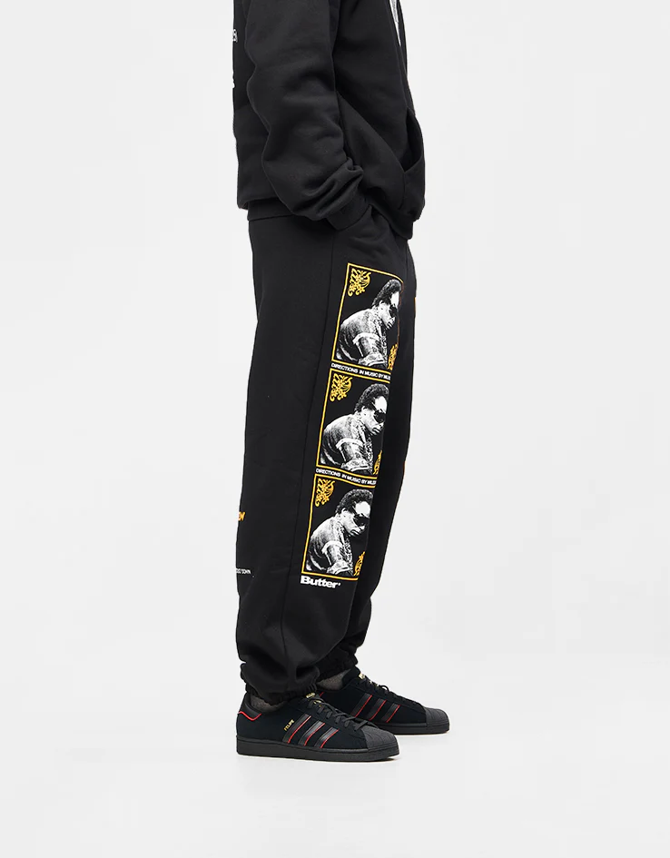 Butter Goods x Miles Davis Bitches Brew Sweatpants - Black - Image 3