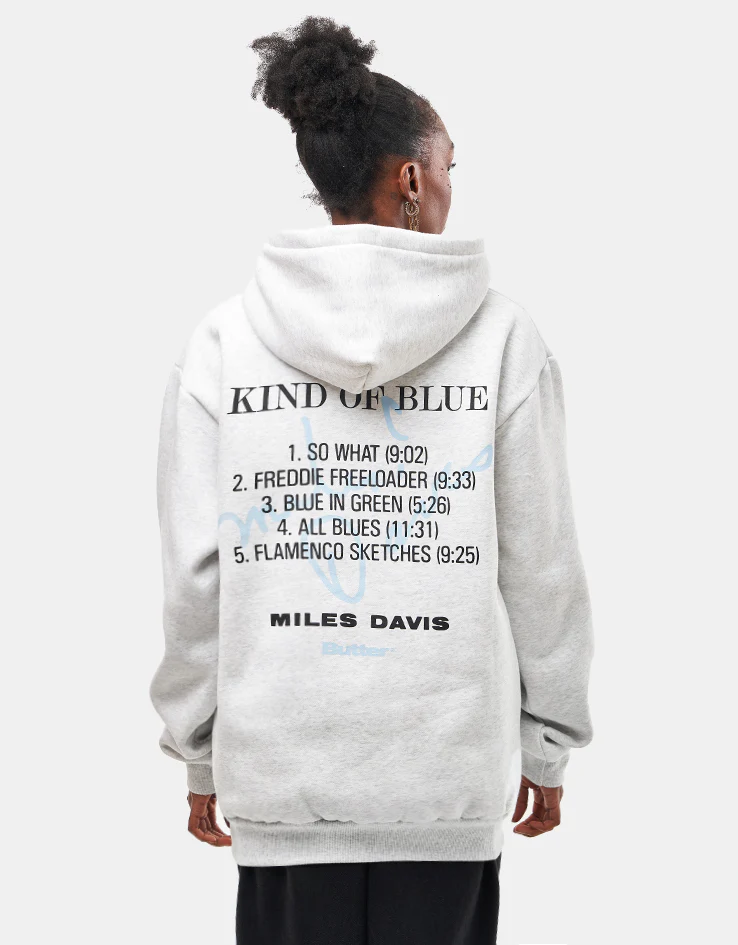 Butter Goods x Miles Davis Kind Of Blue Pullover Hoodie - Ash - Image 8