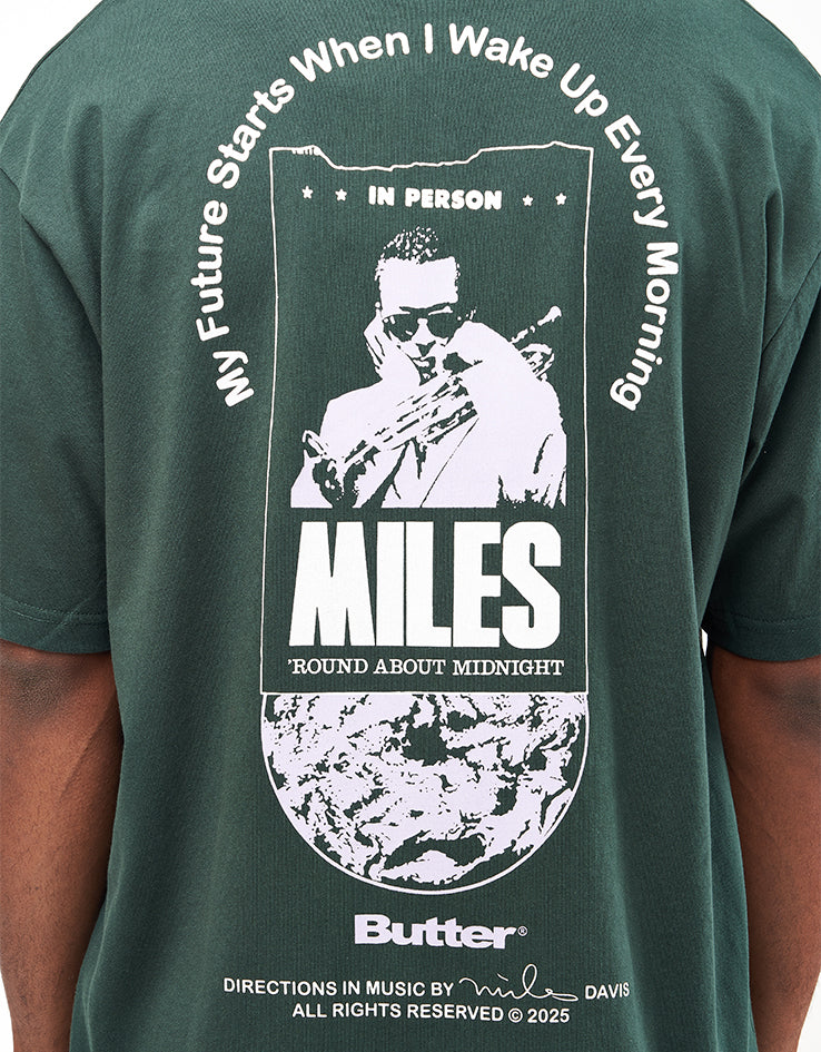 Butter Goods x Miles Davis Round About Midnight T-Shirt - Dark Forest - Image 2