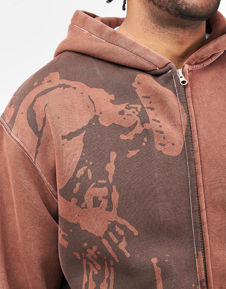 Butter Goods x Miles Davis Thanks Zip-Thru Hoodie - Brown - Image 4