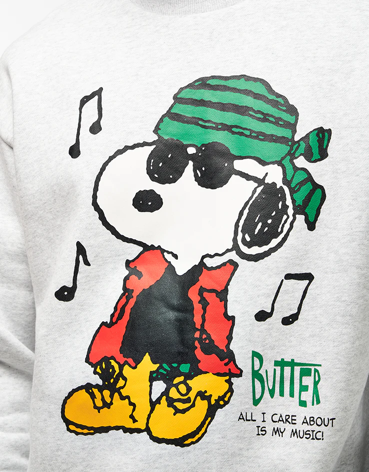 Butter Goods x Peanuts Music Crewneck - Ash - Image 3