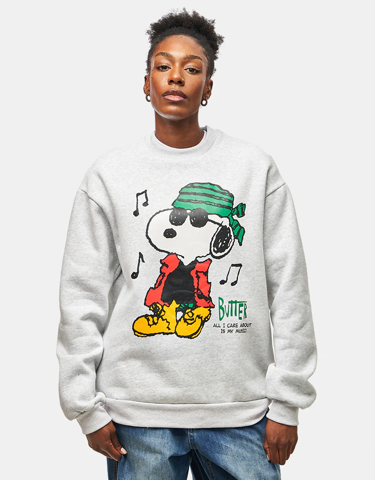 Butter Goods x Peanuts Music Crewneck - Ash - Image 4
