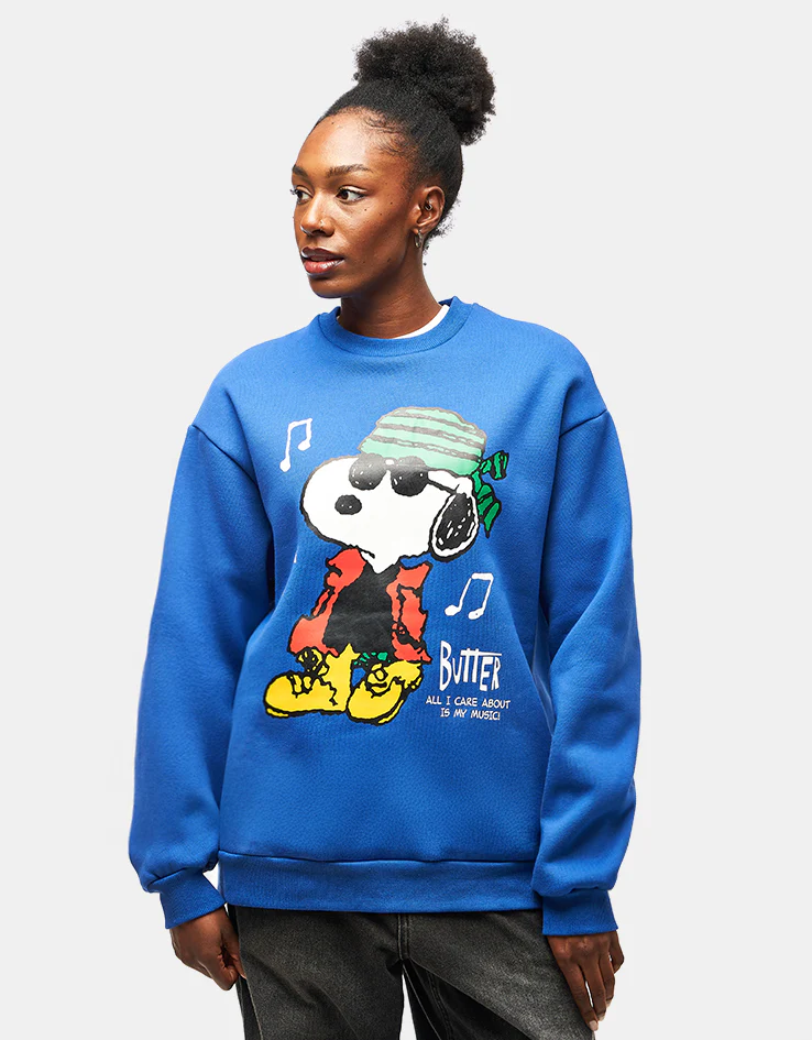 Butter Goods x Peanuts Music Crewneck - Royal - Image 4