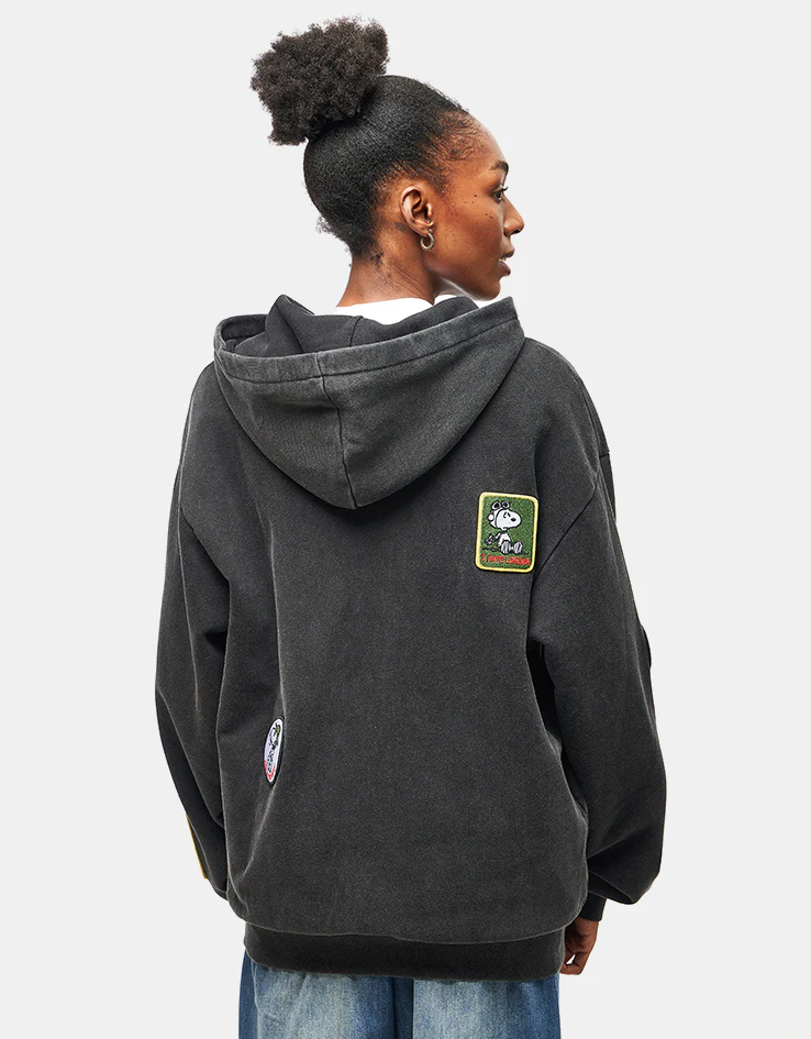 Butter Goods x Peanuts Patches Zip-Thru Hoodie - Washed Black - Image 11