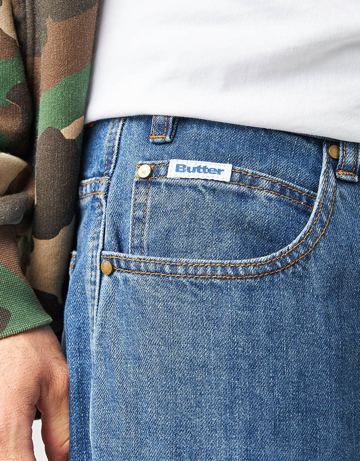 Butter Goods x Peanuts Spike Denim Jeans - Distressed Indigo - Image 4