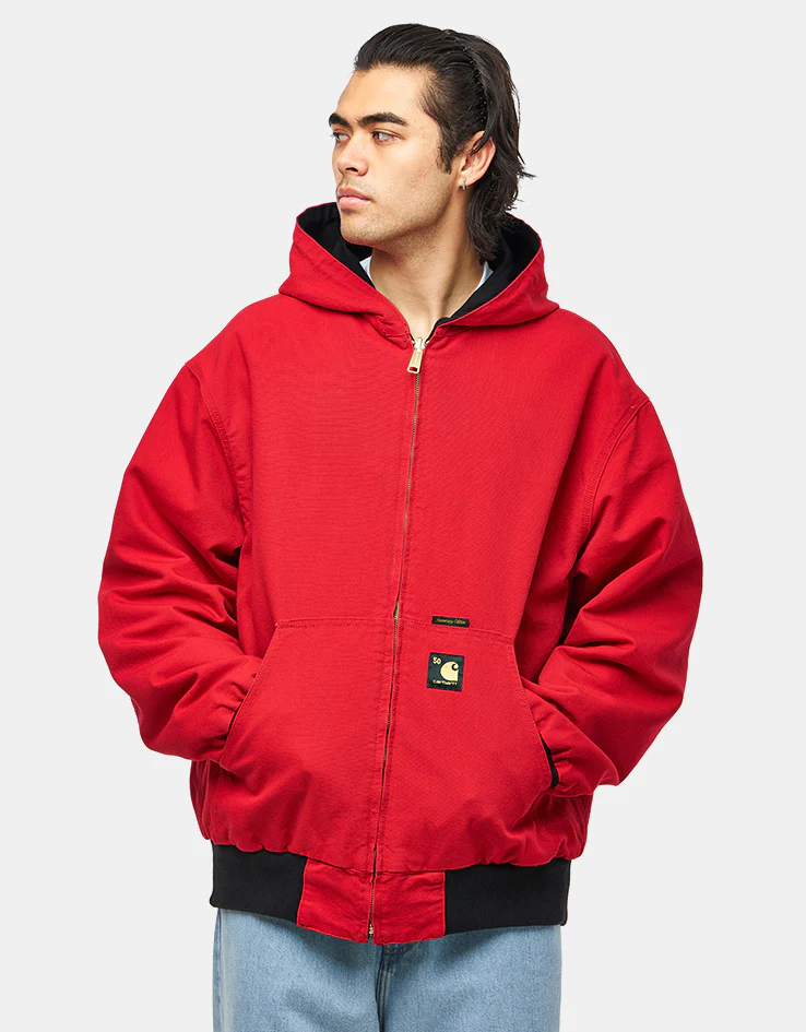 Carhartt WIP 50 Years Anniversary Reversible OG Active Jacket Canvas - Black/USA Red (Rinsed) - Image 7