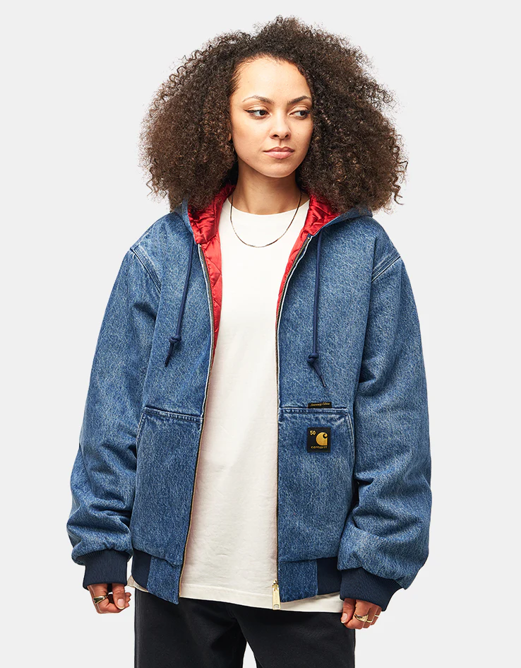 Carhartt WIP 50 Years Anniversary Reversible OG Active Jacket Denim - Blue/USA Red (Stone Bleached) - Image 17
