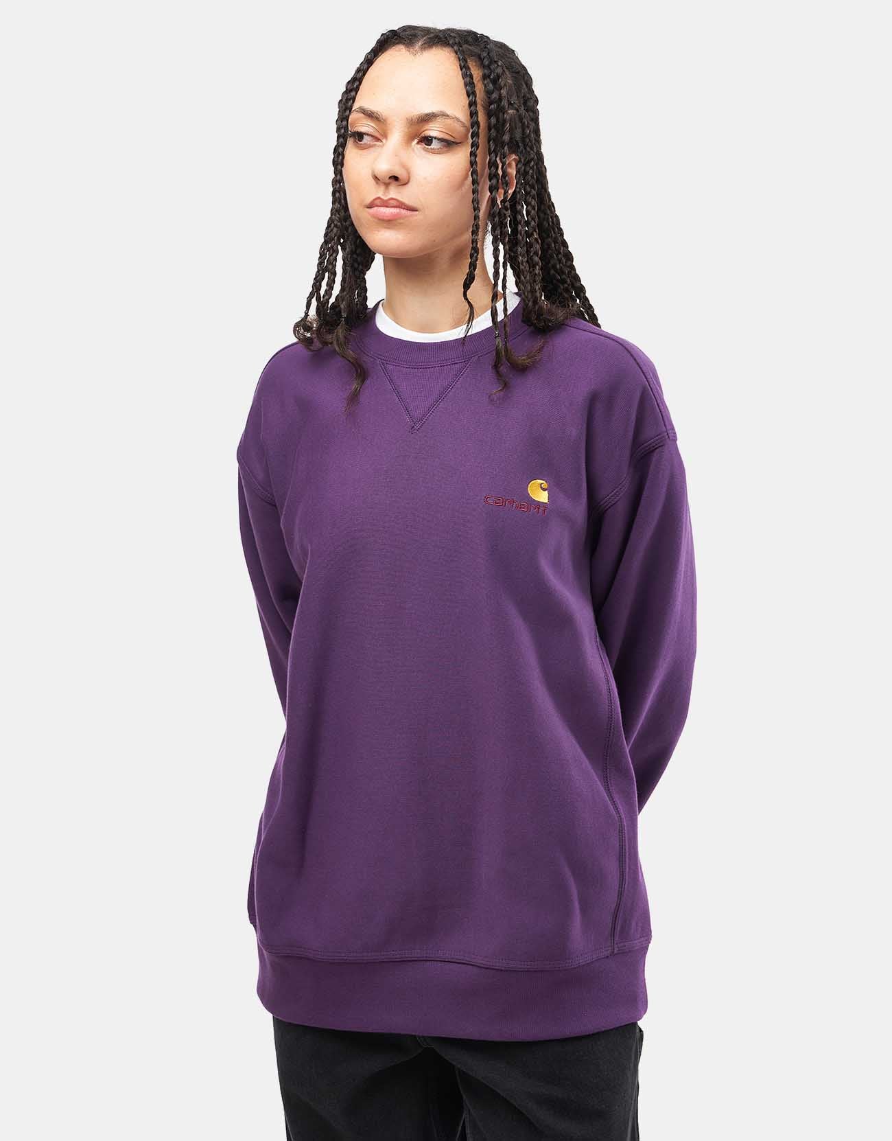Carhartt WIP American Script Sweatshirt - Huckleberry - Image 4