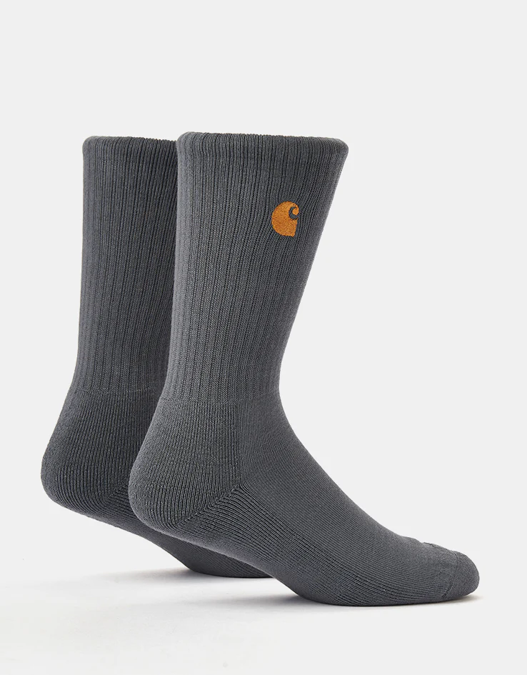 Carhartt WIP Chase Crew Socks - Cozy Blue/Gold - Image 2