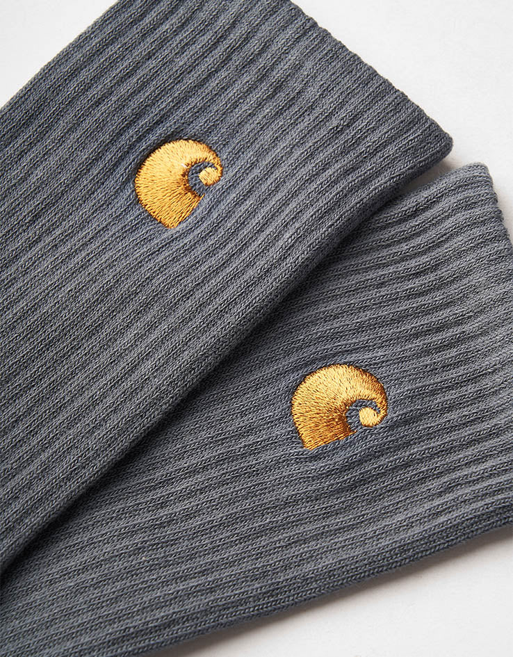 Carhartt WIP Chase Crew Socks - Cozy Blue/Gold - Image 3
