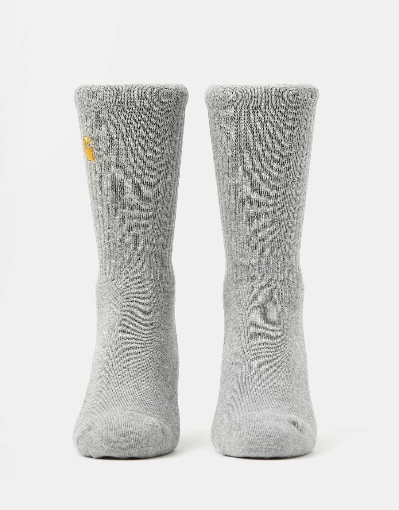 Carhartt WIP Chase Crew Socks - Grey Heather/Gold - Image 3