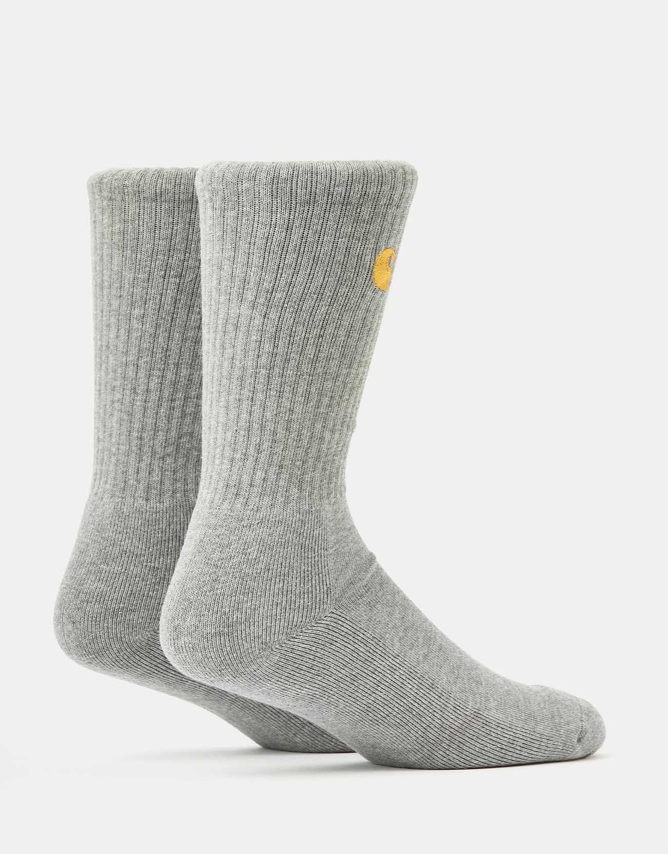 Carhartt WIP Chase Crew Socks - Grey Heather/Gold - Image 4