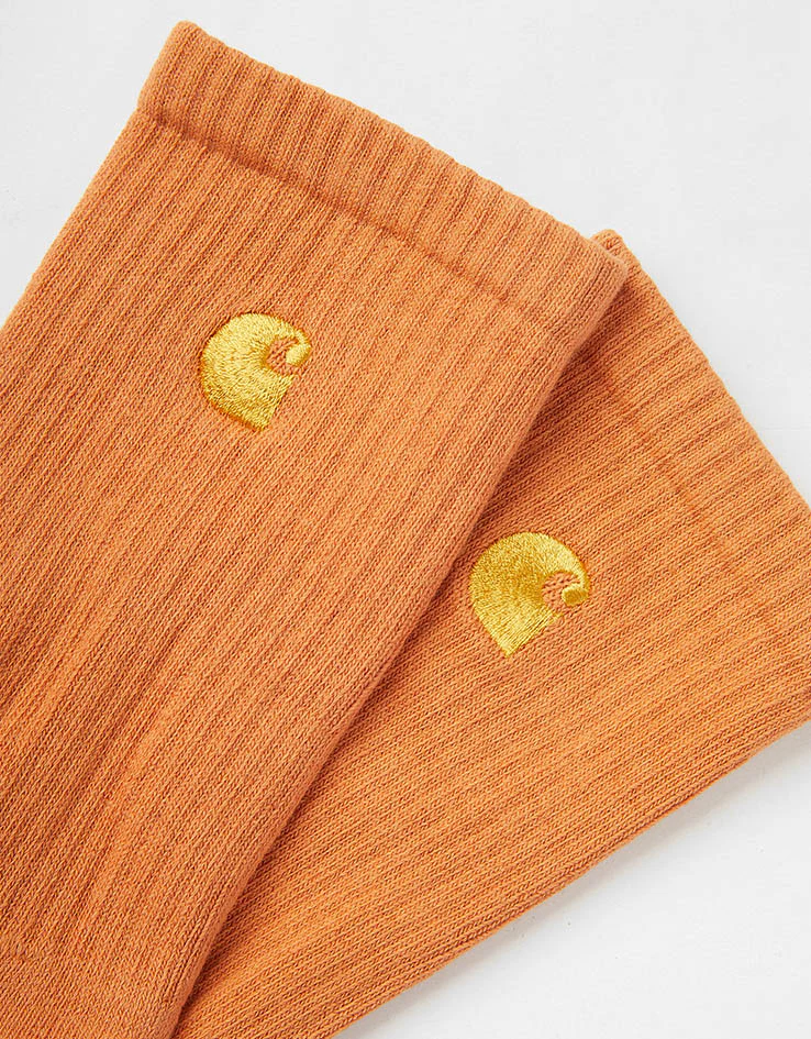 Carhartt WIP Chase Crew Socks - Redhaven/Gold - Image 4