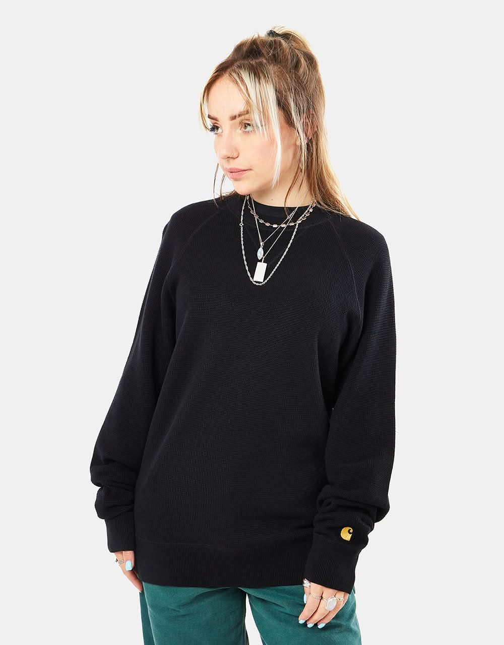 Carhartt WIP Chase Knitted Sweater - Black/Gold - Image 4