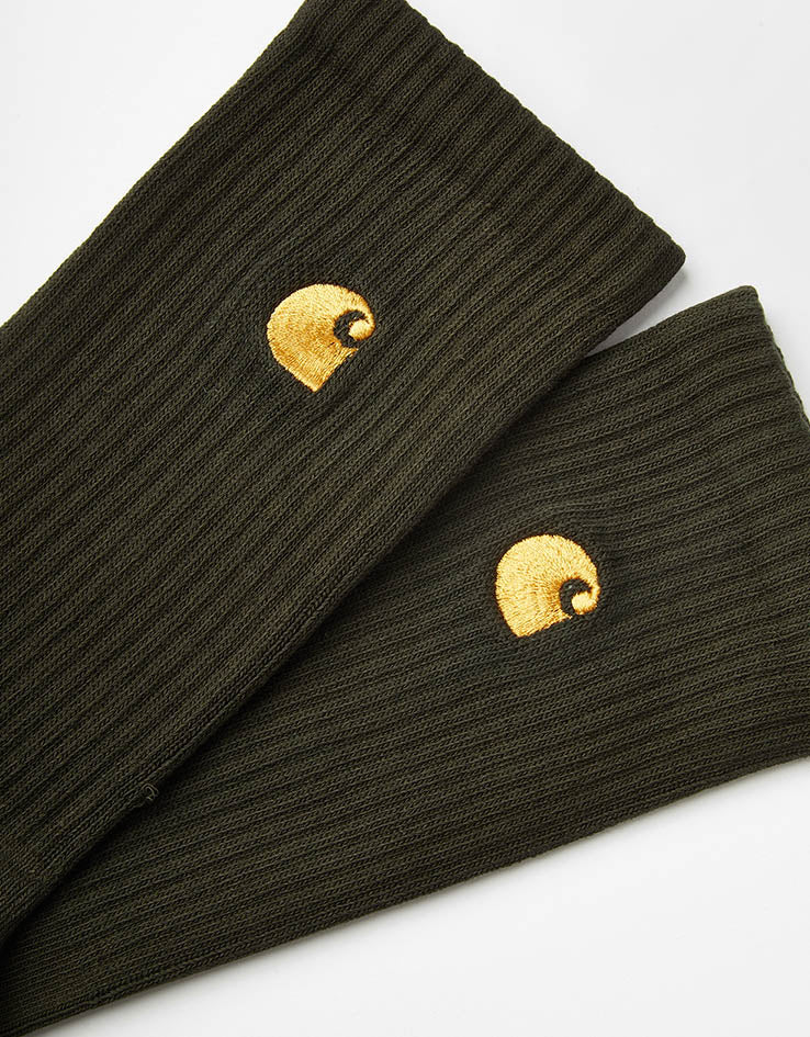 Carhartt WIP Chase Socks - Olive/Gold - Image 3