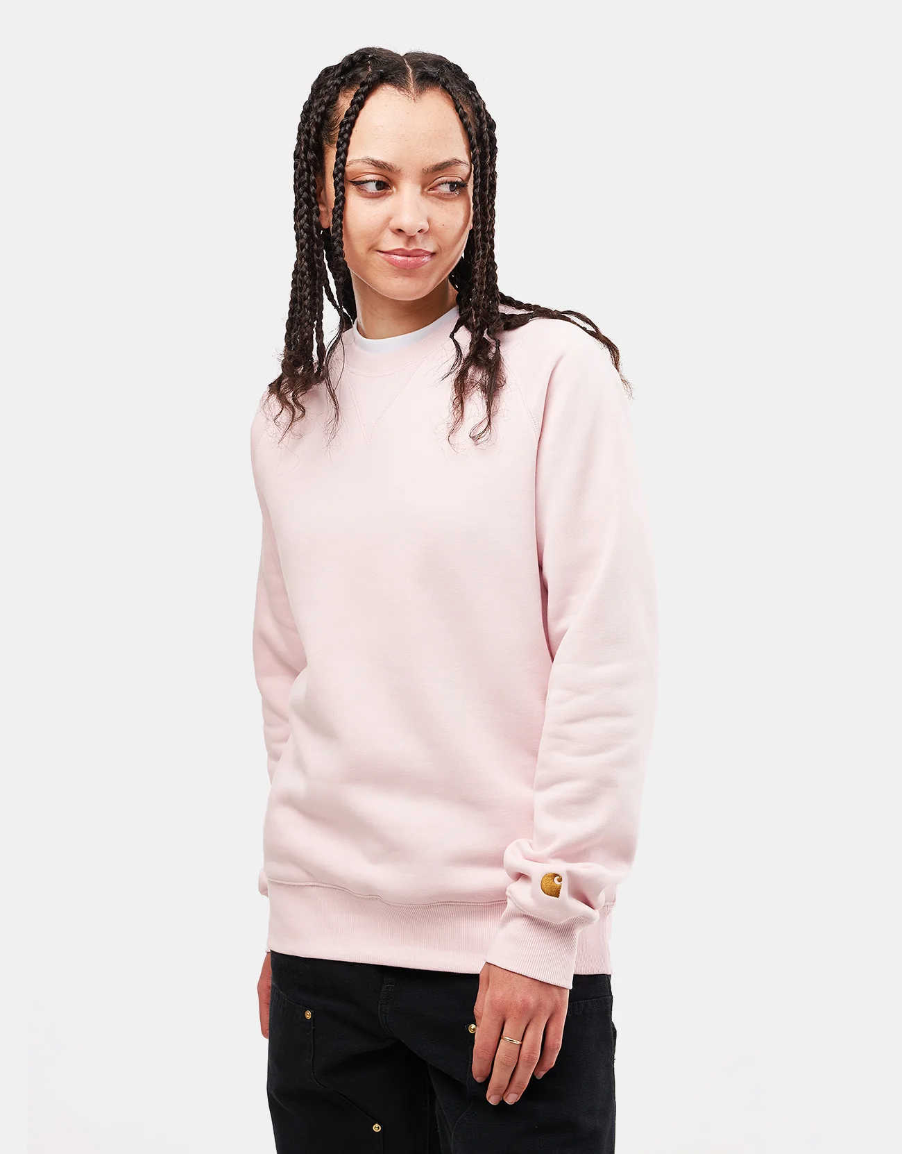 Carhartt WIP Chase Sweatshirt - Air Pink/Gold - Image 5