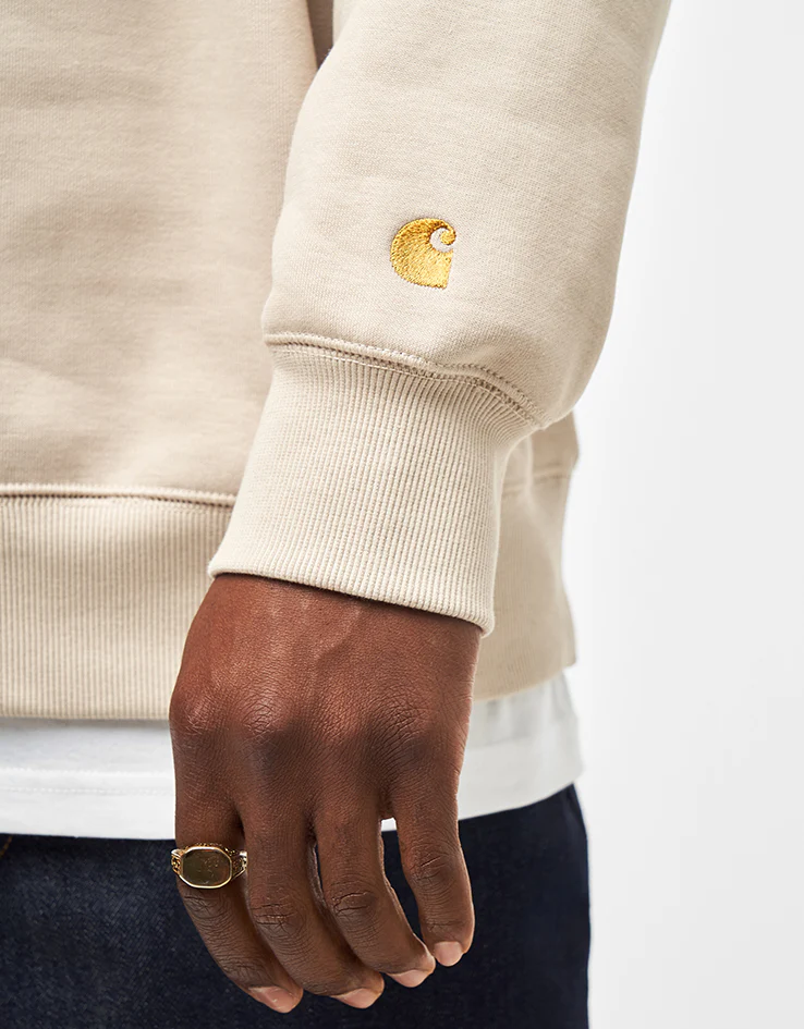 Carhartt WIP Chase Sweatshirt - Fleur De Sel/Gold - Image 3