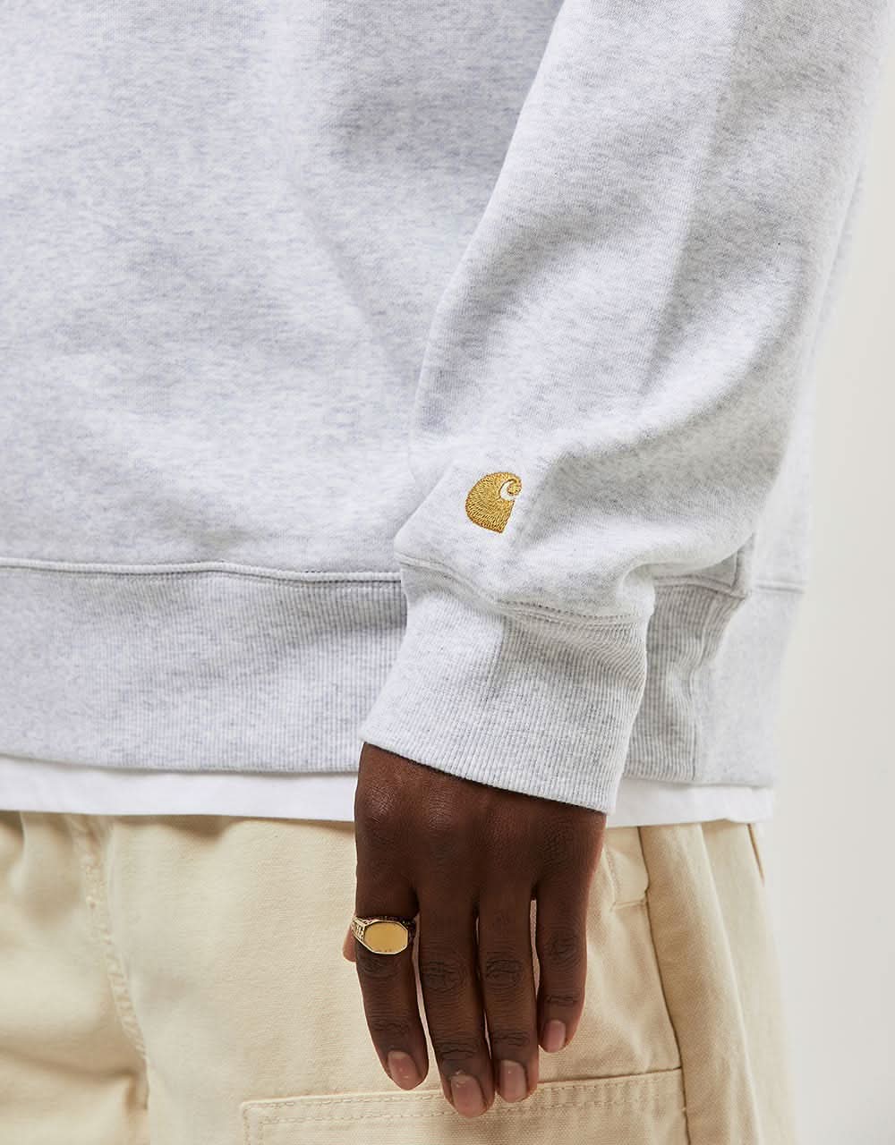 Carhartt WIP Chase Sweatshirt - Ash Heather/Gold - Image 3