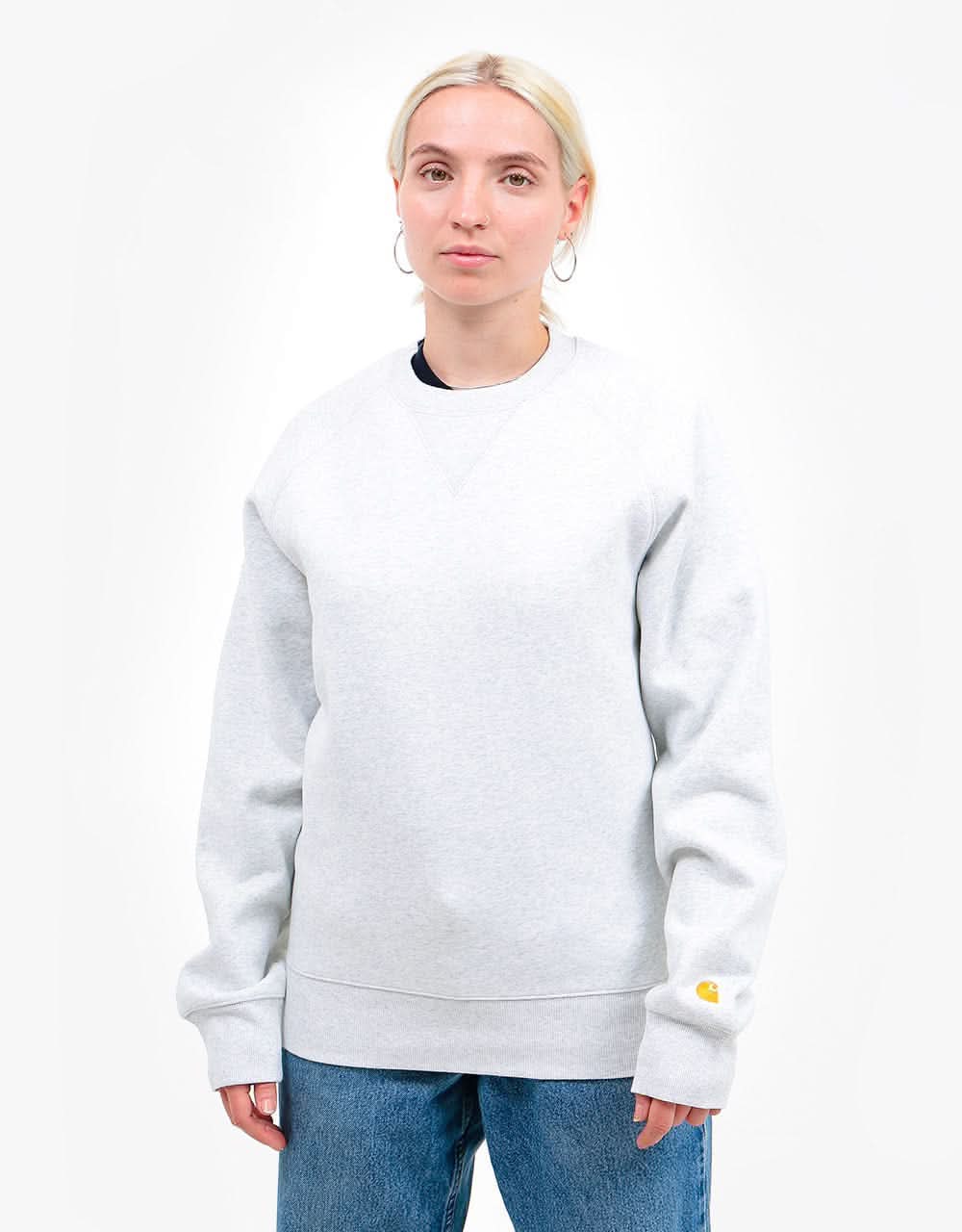 Carhartt WIP Chase Sweatshirt - Ash Heather/Gold - Image 5