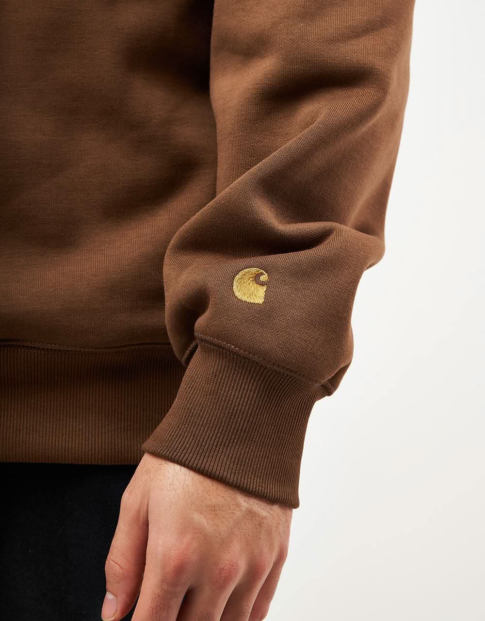 Carhartt WIP Chase Sweatshirt - Chocolate/Gold - Image 3