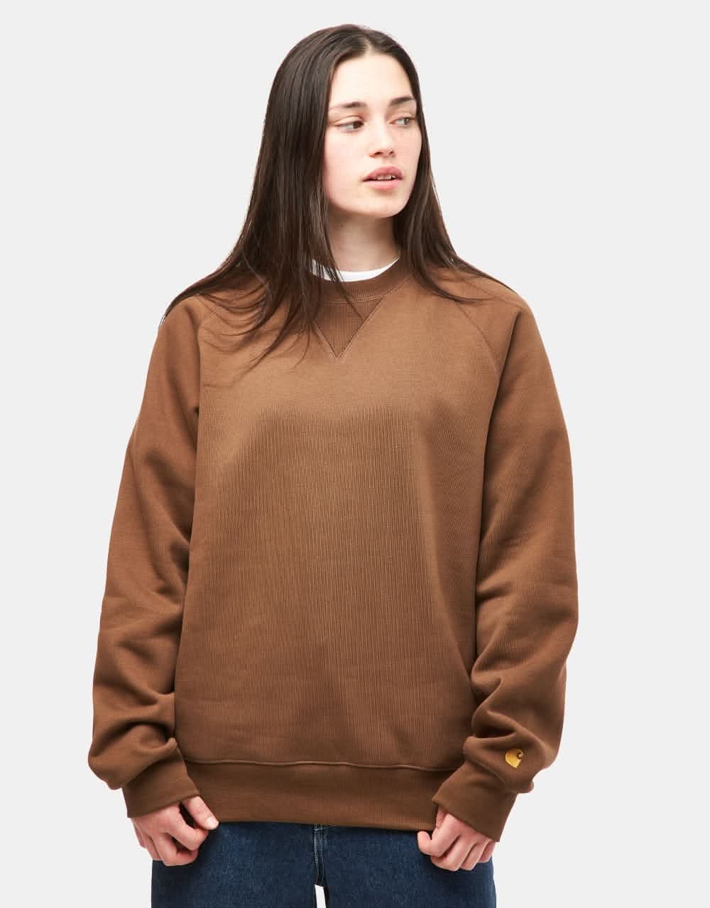 Carhartt WIP Chase Sweatshirt - Chocolate/Gold - Image 4