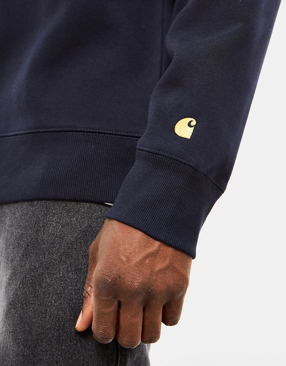Carhartt WIP Chase Sweatshirt - Dark Navy/Gold - Image 2