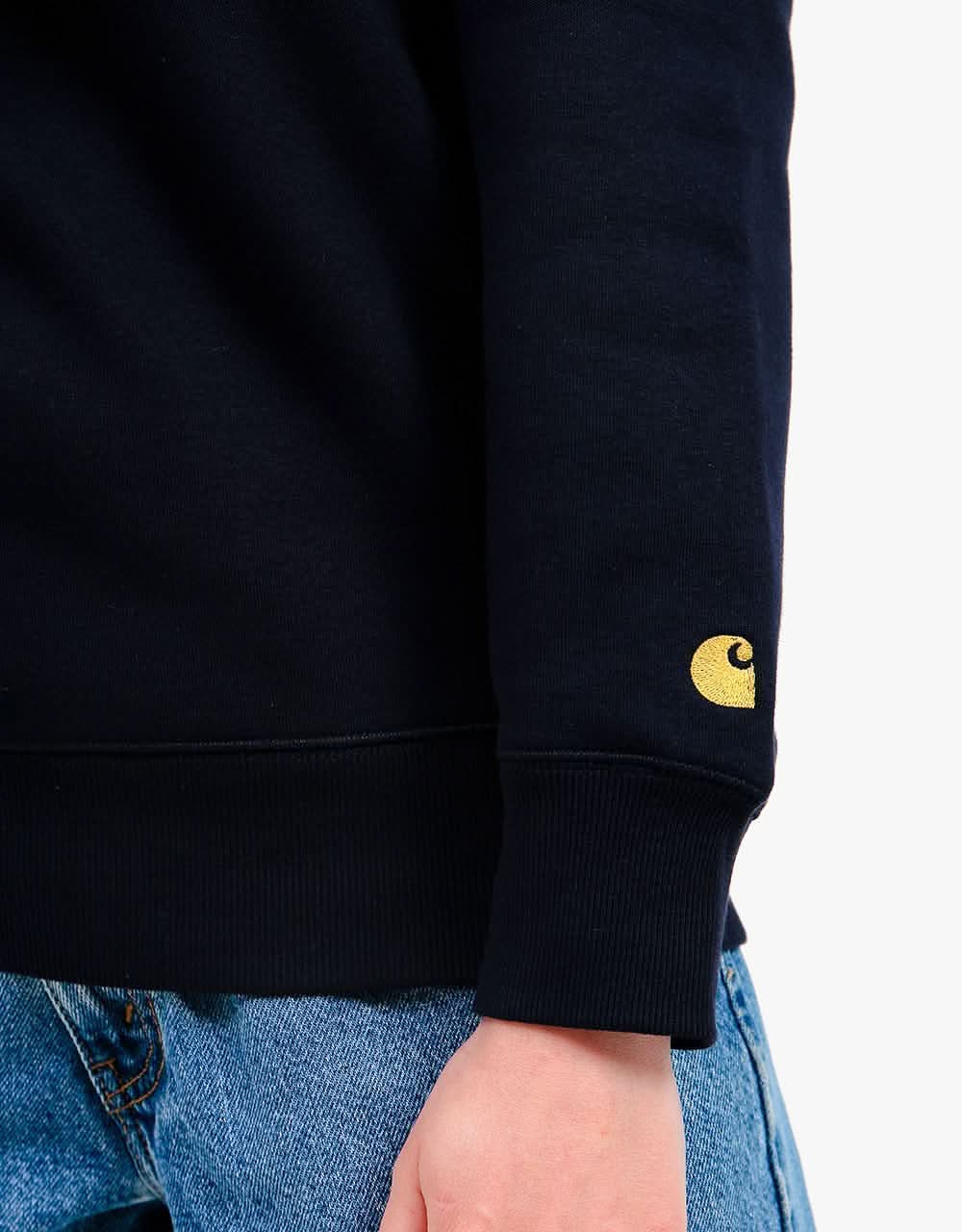 Carhartt WIP Chase Sweatshirt - Dark Navy/Gold - Image 6