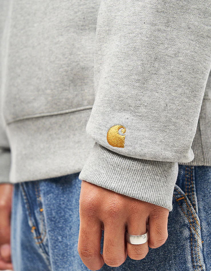 Carhartt WIP Chase Sweatshirt - Grey Heather/Gold - Image 4