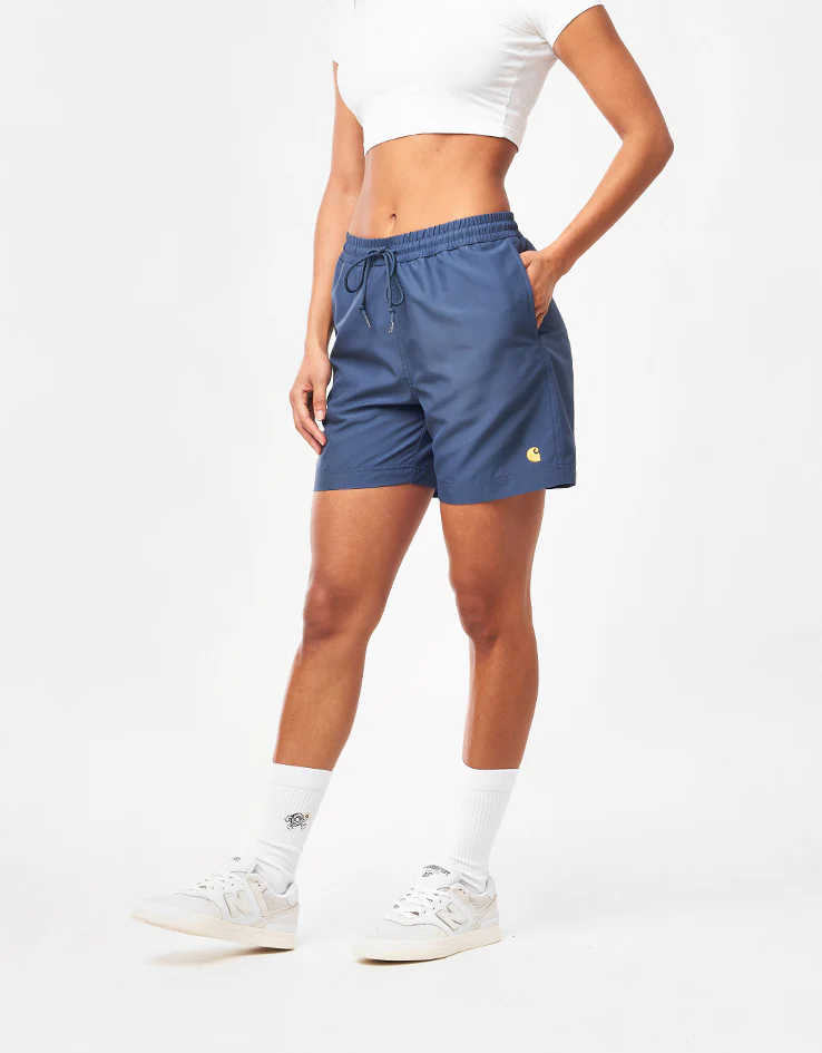 Carhartt WIP Chase Swim Trunks - Dusky Blue/Gold - Image 7