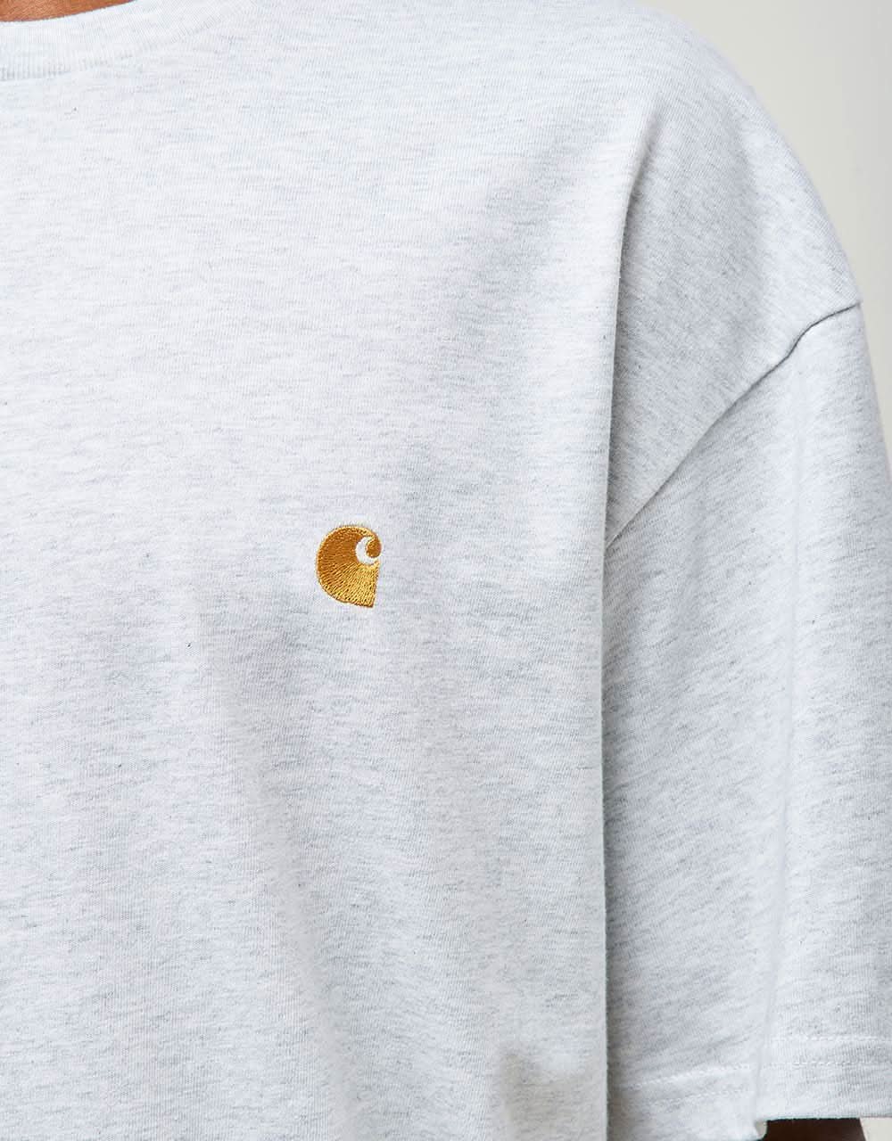 Carhartt WIP Chase T-Shirt - Ash Heather/Gold - Image 3
