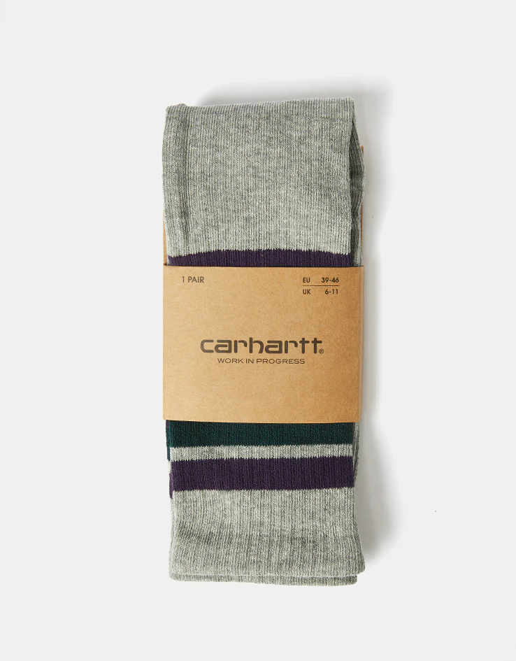 Carhartt WIP Connors Socks - Grey Heather/Lakers/Dark Fir - Image 4
