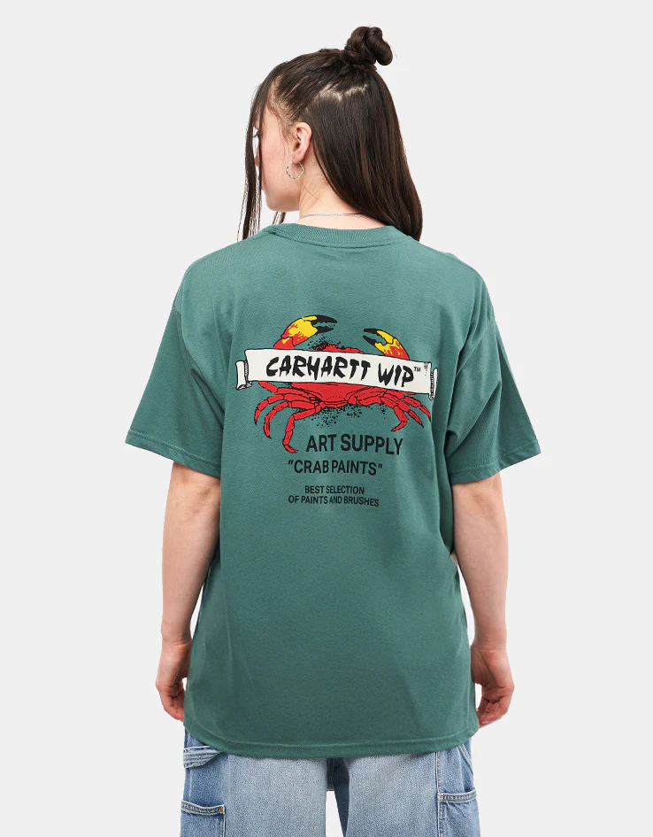 Carhartt WIP Crab Paint T-Shirt - Silver Pine - Image 5