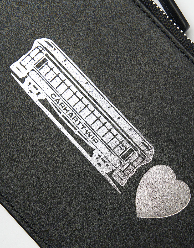 Carhartt WIP Deconstructed Leather Wallet - Black/Silver - Image 2